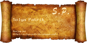 Solya Patrik névjegykártya
